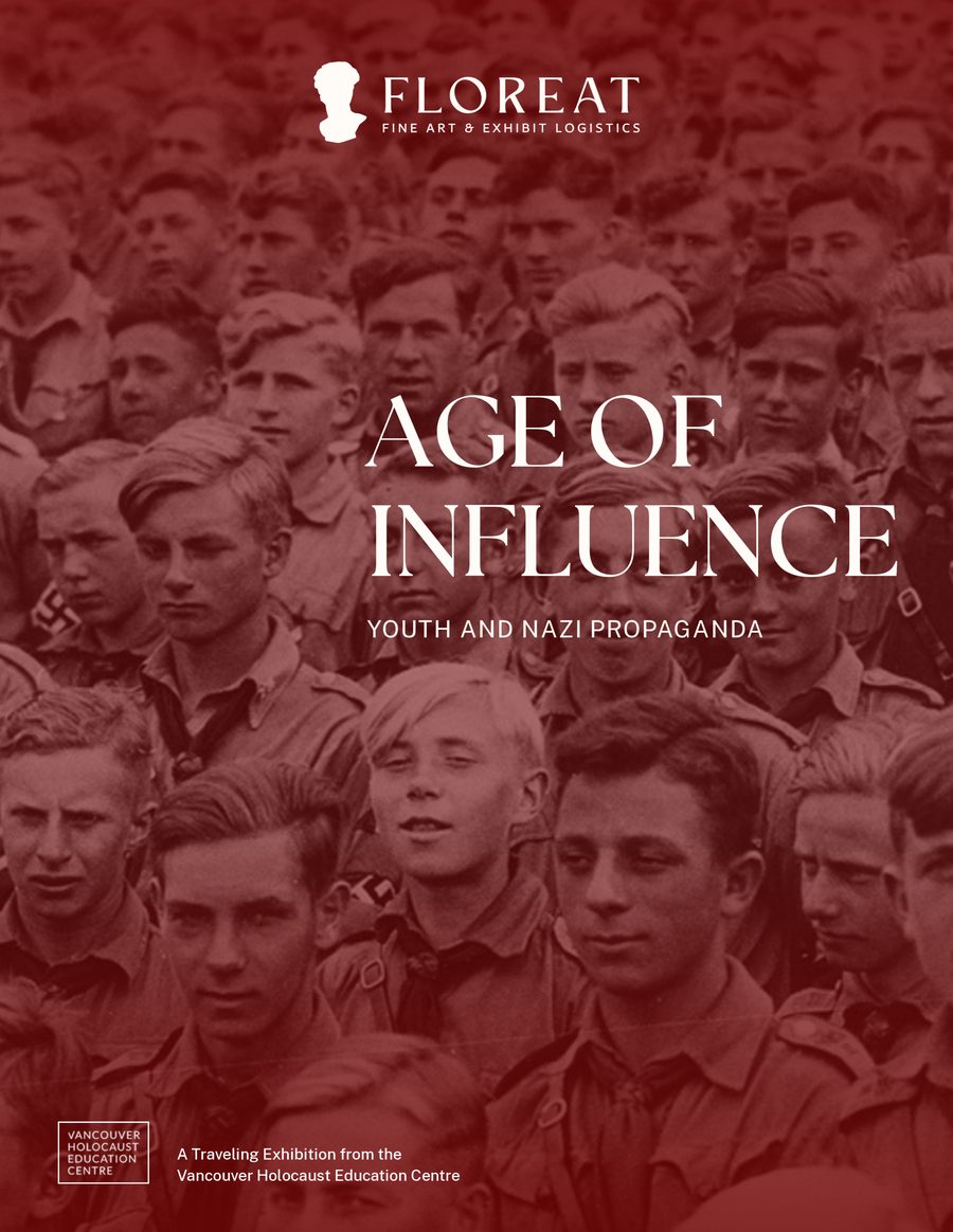 Age of Influence brochure cover: a crowd of Hitler Youth members, tinted red